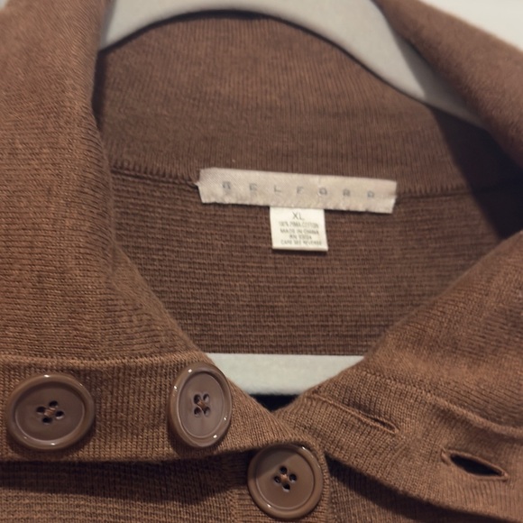 Pima Cotton Mock Neck Brown Tunic Sweater Size XL Soft Casual Office Business - Picture 4 of 5